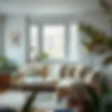 Chic minimalist sofa in a small living room