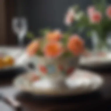 A collection of elegant tableware featuring floral patterns, perfect for spring gatherings.