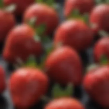 Close-up of strawberries showing their vibrant color and texture