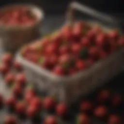 Freshly harvested strawberries in a basket