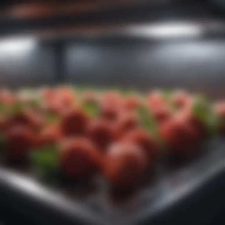 Strawberries stored in a refrigerator