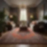 Elegant rug arrangement enhancing a small living room's depth.