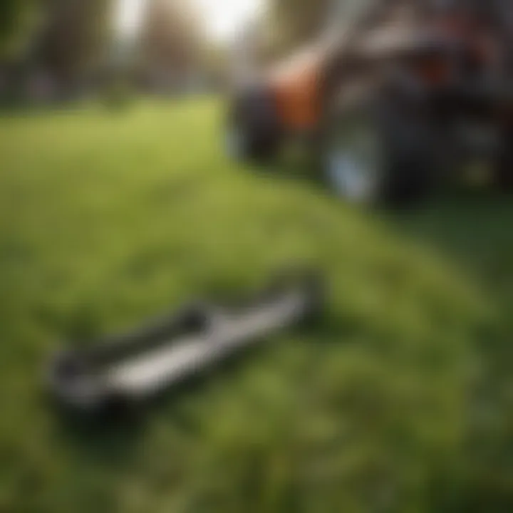 Weed removal tools neatly arranged on grass