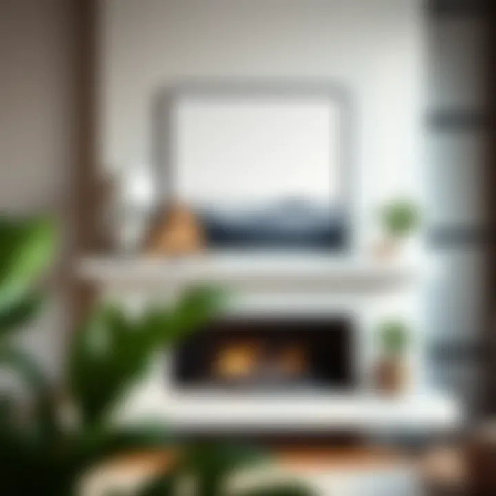 Modern mantle featuring minimalistic decor elements