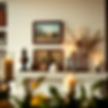 Traditional mantle with classic art pieces and candles