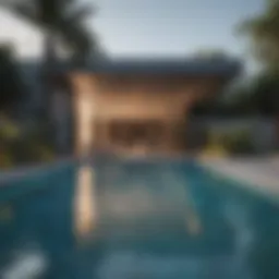 Elegant swimming pool layout with modern design elements