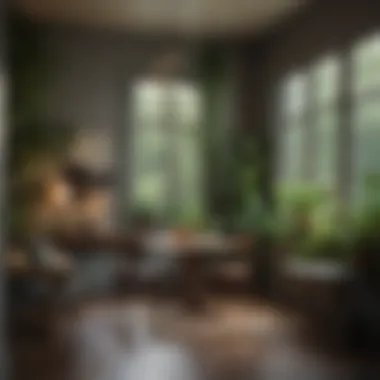 Creating Serenity with Indoor Greenery An elegant dining area adorned with greenery creating a serene atmosphere