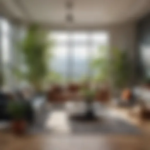 Lush indoor plants arranged strategically in a modern living room setting