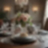 Elegant dining table arrangement with fine china and crystal glassware