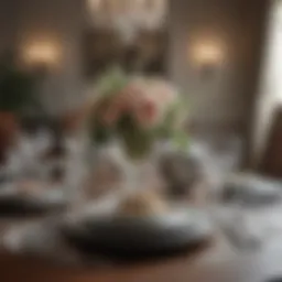 Elegant dining table arrangement with fine china and crystal glassware