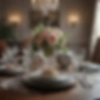 Elegant Dining Table Arrangement Elegant dining table arrangement with fine china and crystal glassware