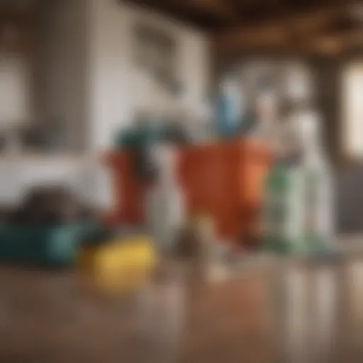 A well-organized cleaning toolkit showcasing various eco-friendly cleaning products.