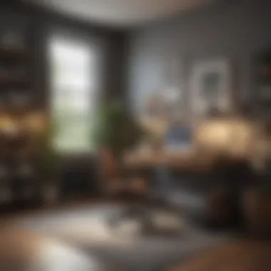 Organized and Clean Home Office A serene home office environment emphasizing organization and cleanliness.