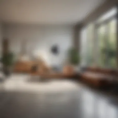 Spotless Minimalistic Living Space An elegant and minimalistic living space demonstrating expert cleaning techniques.