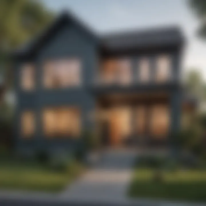 An exterior view of a house with a cohesive single-color facade