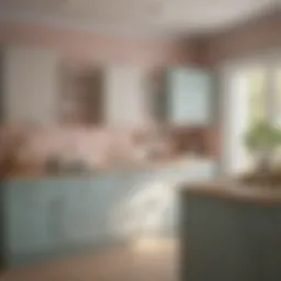 Elegant kitchen painted in soft pastels