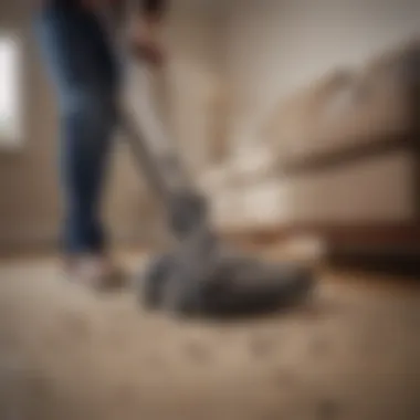 An individual maintaining a vacuum cleaner