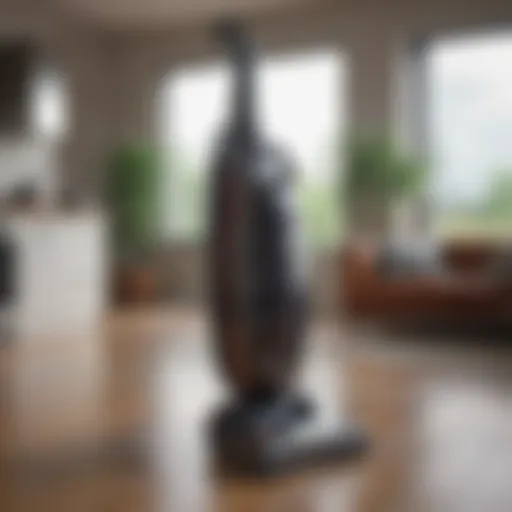 A sleek upright vacuum showcasing advanced design features