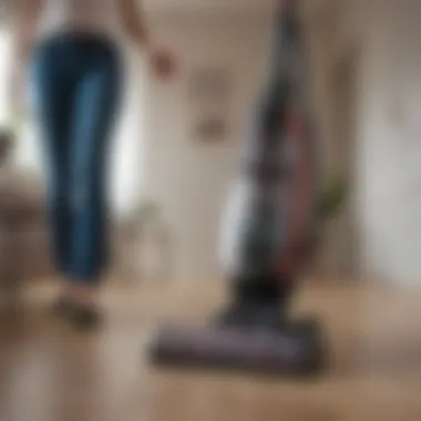 A futuristic upright vacuum with innovative technology