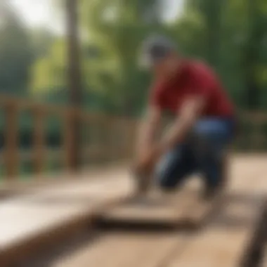Labor Costs in Deck Building A professional installer working on deck construction.