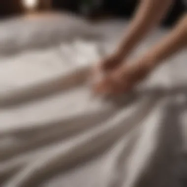 Proper Folding Techniques for Bed Sheets Person folding freshly laundered bed sheets