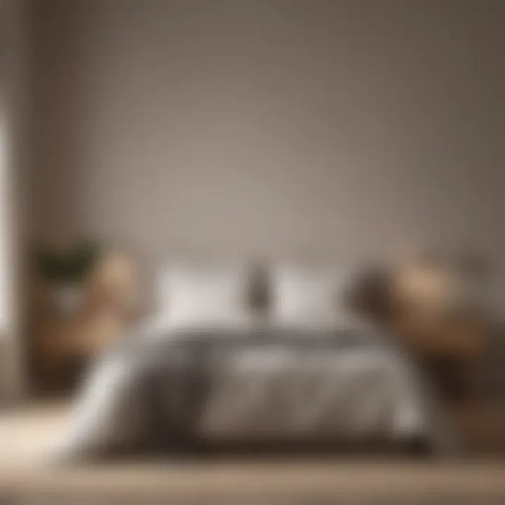 Minimalistic bedroom with neutral bed paint enhancing serenity