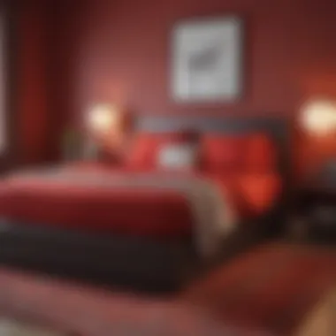 Bold Red Bed Color as a Focal Point Vibrant red bed paint creating a bold focal point