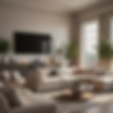 Cozy Living Room Ambiance Cozy living room with neutral-toned couch and decor