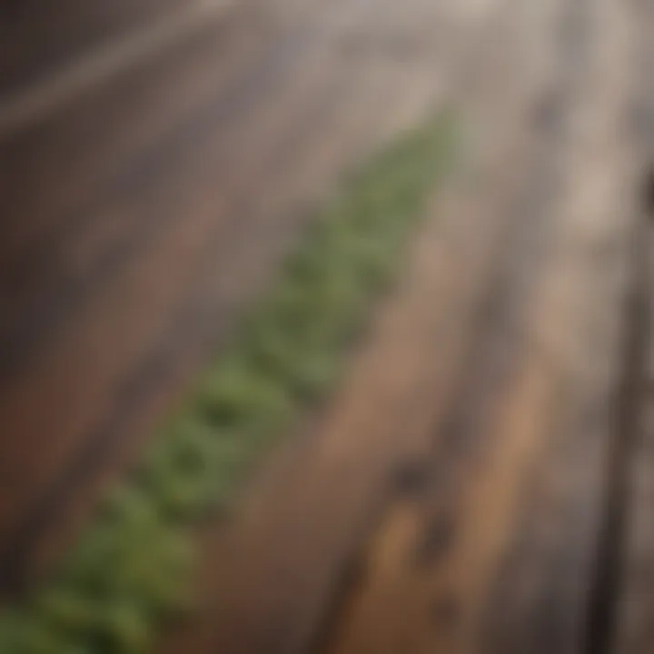 Close-up of mold and mildew on wood deck