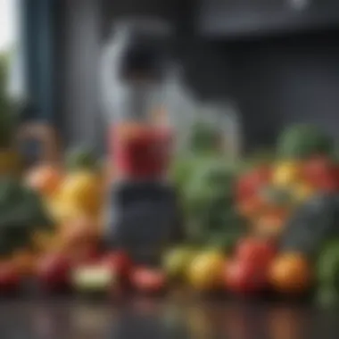 Close-up of vibrant fruits and vegetables ready for blending