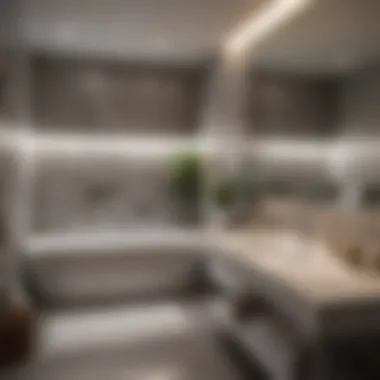 Layered Lighting Design in a Bathroom A well-lit bathroom with layered lighting design