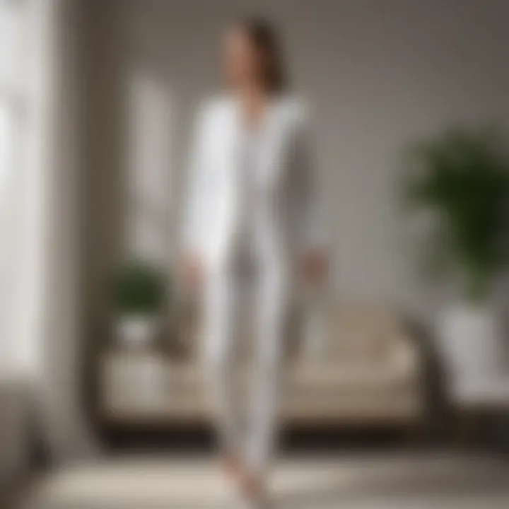 A stylish outfit featuring white clothing coordinated with accessories