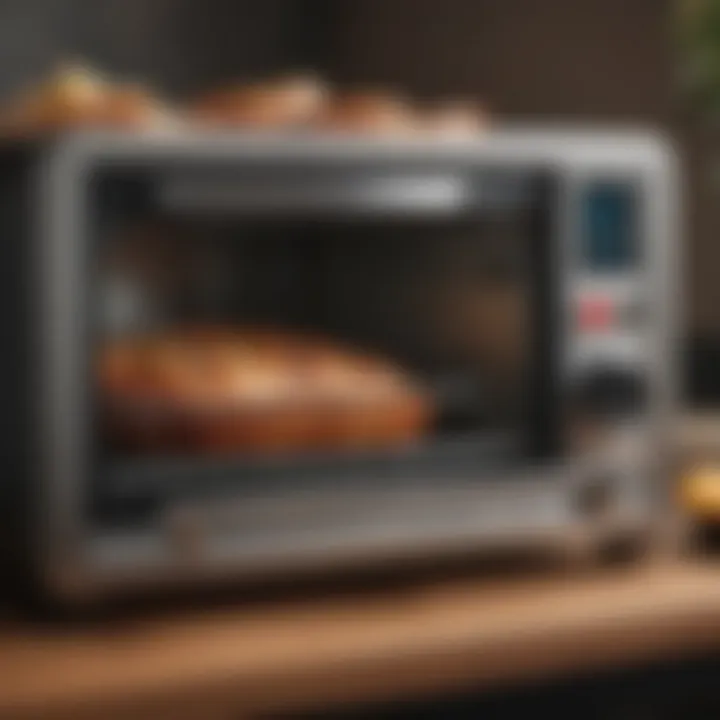 An assortment of food items being prepared in a toaster oven.