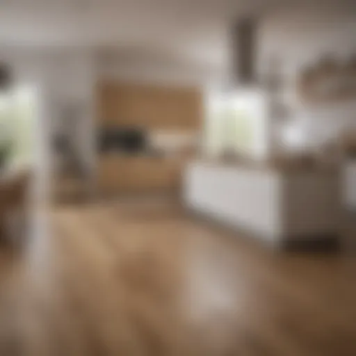 A beautifully designed kitchen showcasing oak flooring