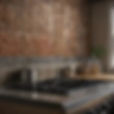 Close-up of various backsplash materials complementing a stove