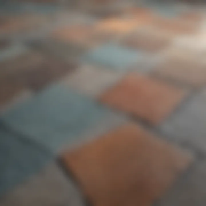 Close-up of porcelain tiles showcasing texture and color variations suitable for patios