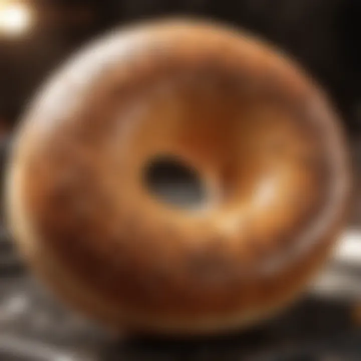 A close-up of a bagel being toasted to perfection