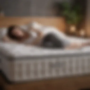 Person relaxing on a bed with a plush mattress