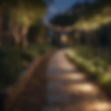 Pathway Illuminated by Elegant String Lights Pathway illuminated with string lights guiding the way