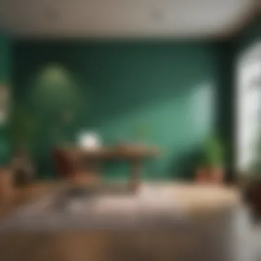 Vibrant accent wall featuring deep green color in a modern workspace
