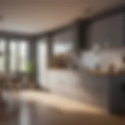 Innovative small kitchen layout showcasing multifunctional furniture