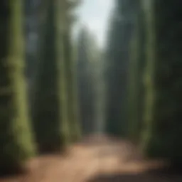 Dense row of evergreen trees providing privacy