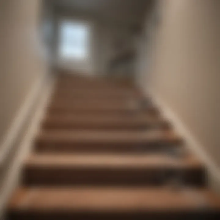 Professional installing carpet on stairs with precision