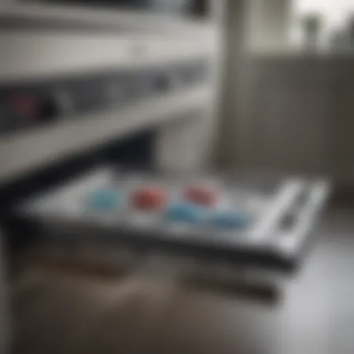 Close-up of a dishwasher tablet in a laundry setting