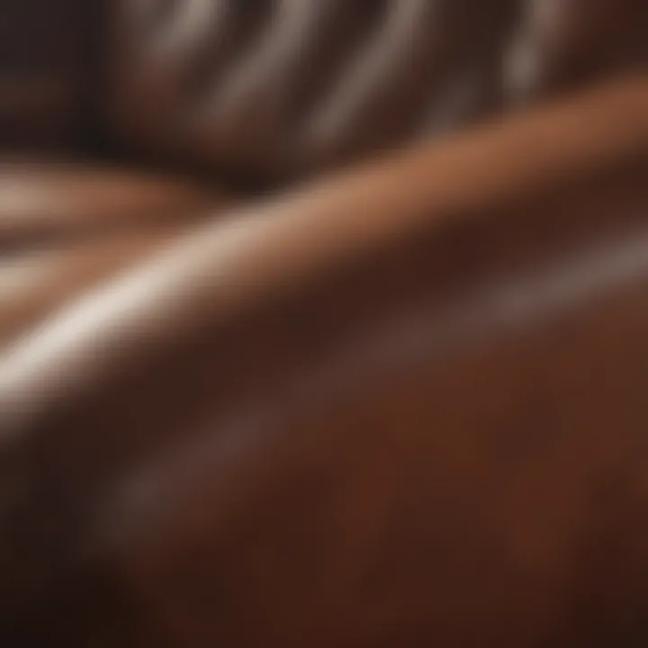 Close-up of a pristine leather couch showcasing its texture