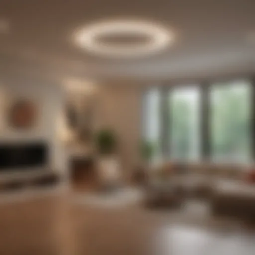 Illuminated recessed lighting in a modern living room