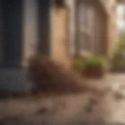 Close-up of an ant swarm in a residential area