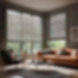 Elegant living room with layered window shades