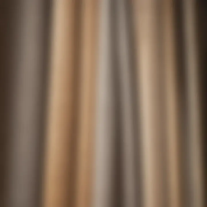 Close-up of different window shade materials
