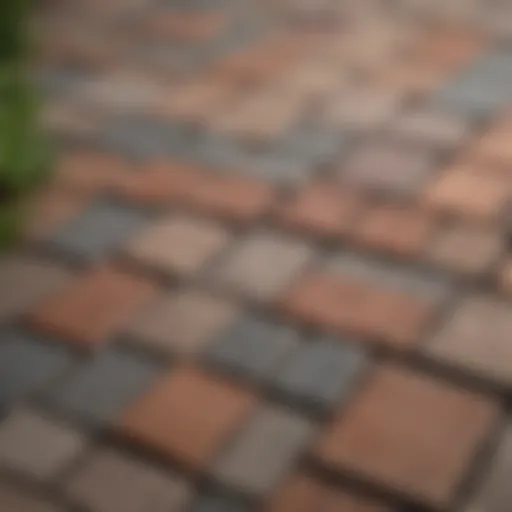 Various types of pavers with distinct textures and colors